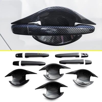 Cubierta de manija de puerta de fibra de carbono Outlander Sport 2011-2023 y taza envolvente Foto 1 de 4