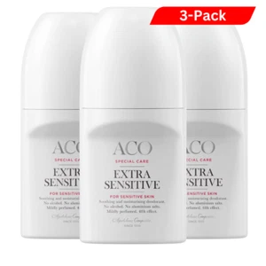 ACO Extra Sensitive Skin Deodorant Roll On 48HR 50ml 1.7 oz (3-Pack) - Picture 1 of 3