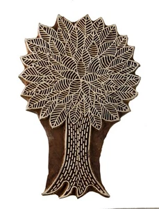 Block print - Tampon Encreur ou à Batik en Bois - Arbre de Vie de 18 cm # 2647 - Picture 1 of 5