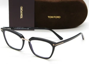 New TOM FORD Blue Block Eyeglasses TF 5550-B 001 54-17 140 Black & Gold Frames - Picture 1 of 8
