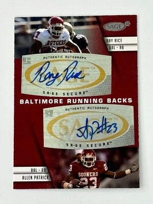 2008 SAGE RAY RICE RC AUTO DUAL ALLEN PATRICK BALTIMORE RAVENS - Image 1 of 2