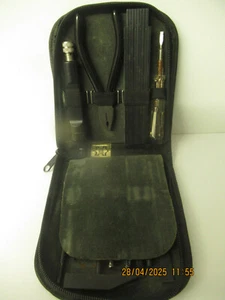 Reise Werkzeug Set Leder Etui 13-teilig schwarz Zange Zollstock Hammer Schrauben - Bild 1 von 3