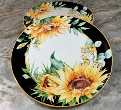 Hermoso juego de 4 platos de cena Sunflower Fields. Certificado Internacional. Nuevo. Foto 1 de 4