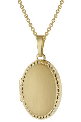 TRENDOR Schmuck Medaillon-Anhänger 333 Gold 23 mm mit vergoldeter Silberkette 39 - Bild 1 von 4