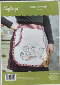 NEW CRAFTWAYS EMBROIDERY KIT KITTY CHOREGIRL APRON TOO CUTE!!! - Picture 1 of 2