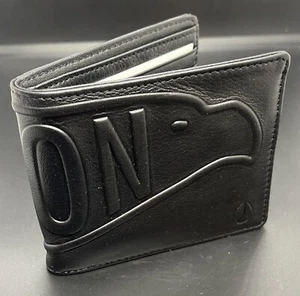 Nixon Graven Eagle Money Bi-fold Black Leather Nylon Zip Coin Pouch Wallet NEW! - Picture 1 of 8