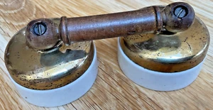 VINTAGE AIR MINISTRY BRASS + CERAMIC DOUBLE POLE SWITCH - Picture 1 of 6
