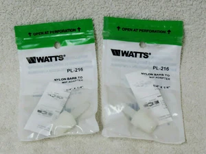 NEW - 2 Packs - Watts - Nylon Barb To MIP Adapter - #PL-216, 1/4" X 1/4" ~ 2 ea. - Picture 1 of 2