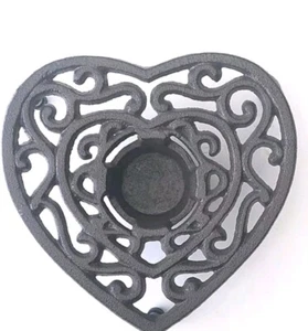 Heavy Duty Cast Iron Teapot Dish Warmer Stable Holder for Tealight Stand Heart - Picture 1 of 4