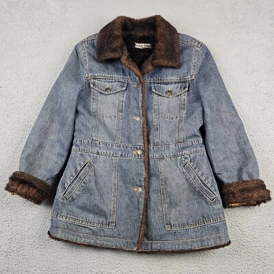 Marvin Richards Jean Jacket Womens Size Medium Blue Faux Fur Collar Lining - Image 1 of 4