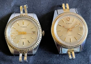 Two Timex Women's Quartz Vintage Wristwatches Without Bands with Date Indicators - Picture 1 of 5