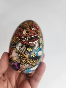 Handpainted Eastern Indian Hindu gods Balinese Egg Ornament Unusual One Of Kind - Picture 1 of 7