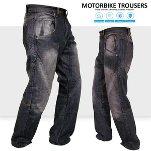 Mens Motorcycle Pants Motorbike Armoured Jeans Aramid Lined Protective Trousers - Picture 1 of 7