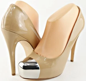 DV DOLCE VITA BALKO Nude Patent Designer Platform Pumps Heels 8.5 - Picture 1 of 4