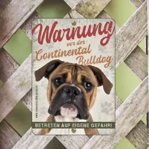 Segnaletica Continental Bulldog 15 x 21 cm | resistente alle intemperie | segnaletica cane art-27S - Foto 1 di 3