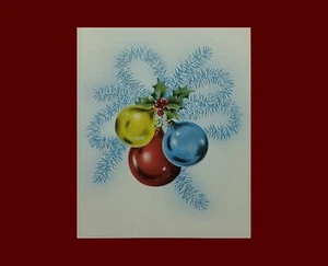Vintage Weihnachtskarte 30er Jahre Ornament blaue Girlande innen Design Norcross NOS - Bild 1 von 3