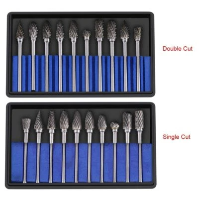 10Pcs 1/8 Inch Shank Tungsten Carbide Burr Rotary Drill Bits Cutter Files Set - Image 1 of 4