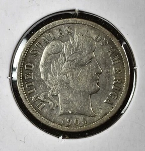 1905 Barber Dime - Scarce  Very Fine  - Picture 1 of 2