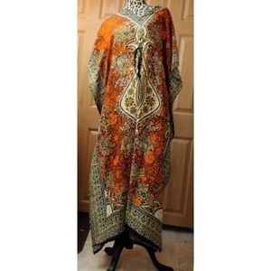 Mujeres Largo Caftán Mujeres Talla Única Maxi Vestido Playa Caftán Poncho Naranja - Imagen 1 de 3