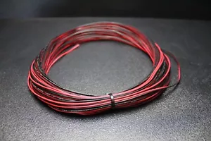 24 GAUGE PER 5 FT RED BLACK ZIP WIRE AWG CABLE POWER GROUND STRANDED COPPER CAR - Picture 1 of 8