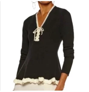 Maglione DEREK LAM 10 CROSBY misto lana cashmere peplo taglia L - Foto 1 di 11