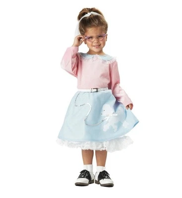 50-е Poodle Cutie ребенка ясельного возраста костюм 3T-4T Хэллоуин девочек платье W ремень - Изображение 1 из 2