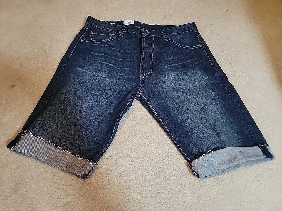 Levi's 511 Men's Bottoms Stretch Slim Raw Hem Blue Jean Shorts Sz 34(Actual W36)