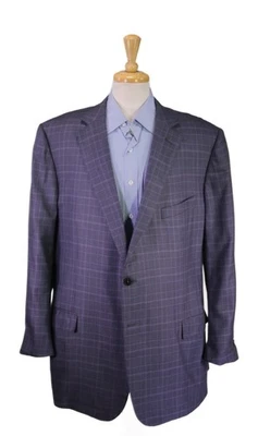 Casaco esportivo Ermenegildo Zegna personalizado azul borgonha roxo xadrez 100% cashmere 54L - Imagem 1 de 4