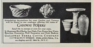 Galloway Cerámica Jardín Terraza Cuadros para el Sol Pájaros Baños Bancos Jarrones Anuncio Impreso 1942 - Imagen 1 de 4