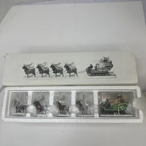 Dept 56 Sleigh and 8 Tiny Reindeer Figurine Heritage Village New Open Box H4 - Imagen 1 de 11