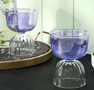 NUEVO Juego de 2 vasos de cóctel púrpura vidrio postre primavera té fiesta bar caja de regalo - Imagen 1 de 10
