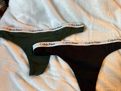 NWOT Calvin Klein 2 Pairs Modern Cotton Thongs Green & Black Womens Large - Image 1 of 4