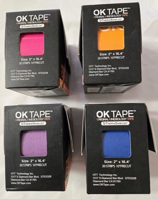 Lot of 4-OK Tape Precut Classic Kinesiology Tape-2in x 16.4 ft-Exp 2027 - Image 1 of 4