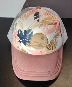Rip Curl Hat Cap Snap Back Adult Mesh Trucker Floral Pink Beach Surfing Baseball - Picture 1 of 7