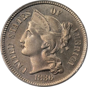 1886 Three (3) Cent Nickel Proof PCGS PR64 OGH Great Eye Appeal Strong Strike - Picture 1 of 4