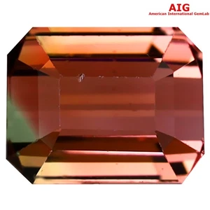 3.36 ct AIG Certified Octagon (9.33 x 7.48 mm) Natural Orange Pink Tourmaline - Picture 1 of 3