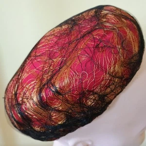 Vintage 1960's THE Woodward Shops Detroit Red Gold Pillbox Hat - Picture 1 of 6