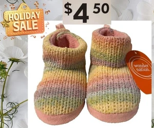 Wonder Nation Baby Girl SIZE 6 ( 15 MONTHS- 18 MONTHS Slipper Booties Pink NWT - Picture 1 of 24