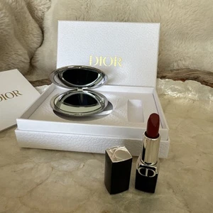 Dior Silver Pocket Mirror - Rouge Dior 720 Lipstick Gift Box NEW - Picture 1 of 5