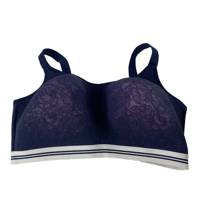 Sujetador Cacique Mujer 40H Azul Marino Púrpura Encaje Inalámbrico Algodón Cuchara Cobertura Completa Foto 1 de 4