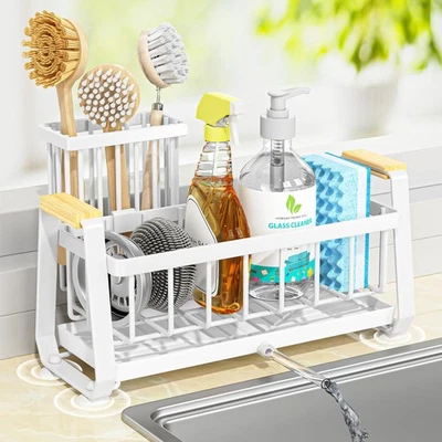 Кухонная раковина-кадиллак с высоким держателем щетки, сливная кухонная столешница органайзер... - Изображение 1 из 4