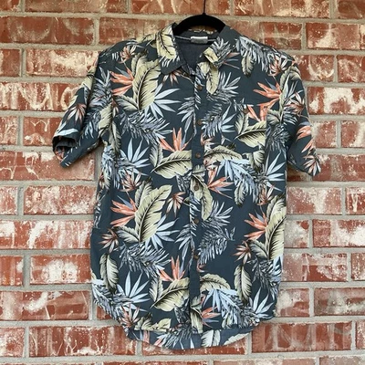Ron Jon Surf Shop Men's Short Sleeve Hawaiian Shirt M Blue Palm Fronds Cotton - Image 1 of 3
