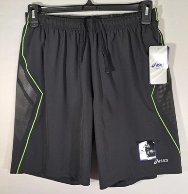 Asics Dot Print Short Mens Medium Black Green Running Athletic Lined Hydrology - Image 1 of 4