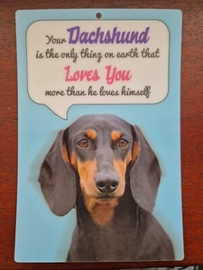 Glatt beschichteter Dackel Hundeschild Black & Tan Dackel LOVE YOU lustiges Schild Hunde - Bild 1 von 4