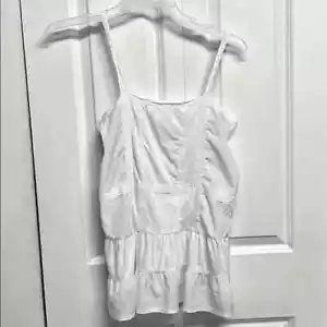 Aeropostale White Lace Trim Spaghetti Strap Cotton Blend Tank top Size S - Picture 1 of 6