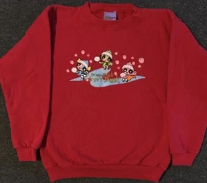 Vtg Kids Powerpuff Girls Faded Promo Sweatshirt L Cartoon TV Funny Anime 90s Y2K - Picture 1 of 12