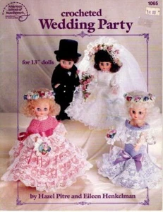 VGT 1989 AMERICAN SCHOOL OF NEEDLEWORK CROCHETED WEDDING PARTY FOR 13" DOLLS - Picture 1 of 2