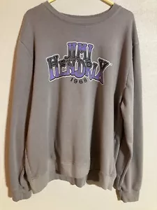 Jimi Hendrix Fleece Crew Sweatshirt Unisex XLarge Men Women Music Legend Gray - Picture 1 of 5