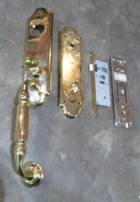 Heavy Cast Brass Large Entry Door Handle Set  (Incomplete)   (SSS4) - Image 1 of 4