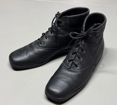 Botín Ros Hommerson para mujer de cuero negro con cordones talla 10 N cómodo Foto 1 de 4